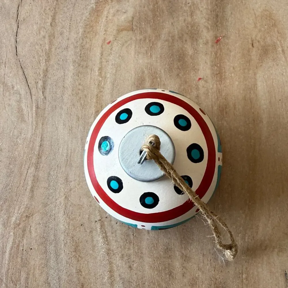 Hand Painted Ceramic Ball Ornament Southwestern Geometric Design